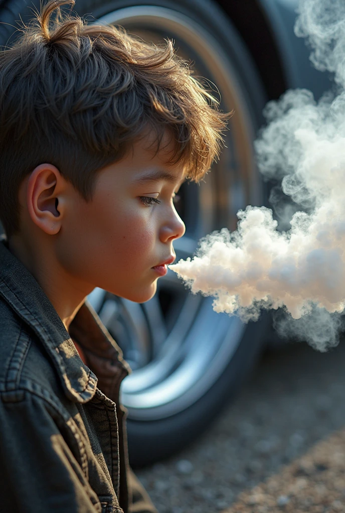 Black child smoking a large electronic cigarette completely shot sitting on a ton of Cocaine