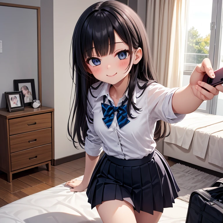 very cute and beautiful girl,(Very detailed美しい顔), (smile),blush,Black Hair,Seraphim,(White Shirt、Pleated navy blue pread your legs、Squat)、Sitting、(From below)、(Black tights、Lacy white panties), Country road, (Highest quality,masterpiece:1.0),Absurd,High resolution,Super detailed,Very detailed,32K,8k resolution, Intricate details,Movie Scenes,Detailed Background,alone,Dynamic Angle,