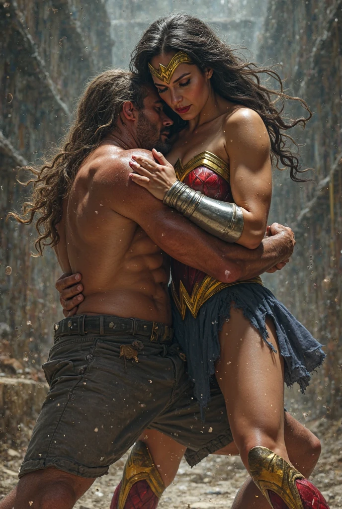 Some gangster were caught a wonder woman and remove all his clothes and touching his body parts