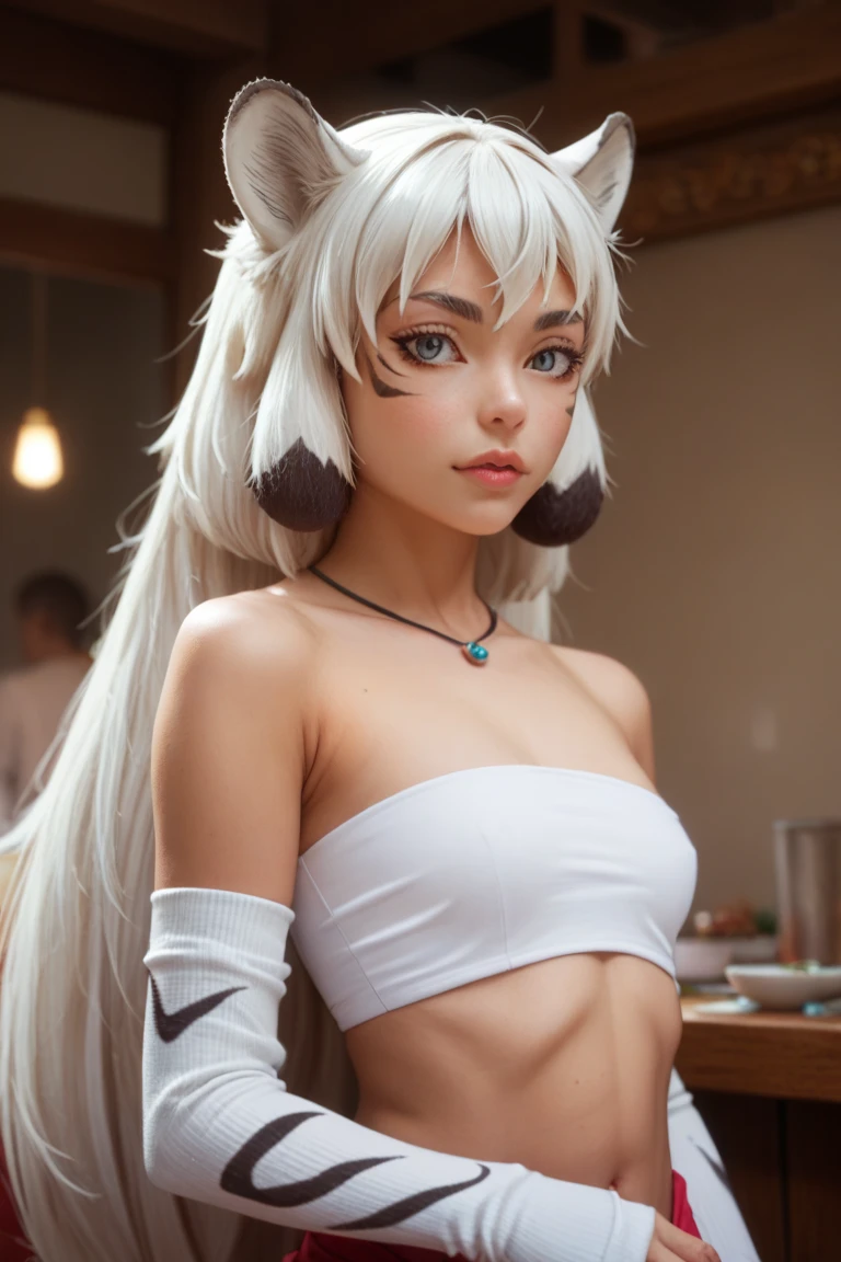 beautiful young warrior with bunny ears on her head, com rosto bem detalhado e bonito, belos olhos, belos olhos, rosto lindo, mulher jovem e bonita vestindo leggings longas com detalhes pretos, usando mini saia curta, usando jaqueta de couro preta, parado em um castelo, usando bota preta, cabelo comprido branco, ,orelhas de coelho, belo sorriso, moleca, um pouco musculoso,suter branco com cinta em volta, olhar serio,usando jaqueta de couro , jaqueta de couro