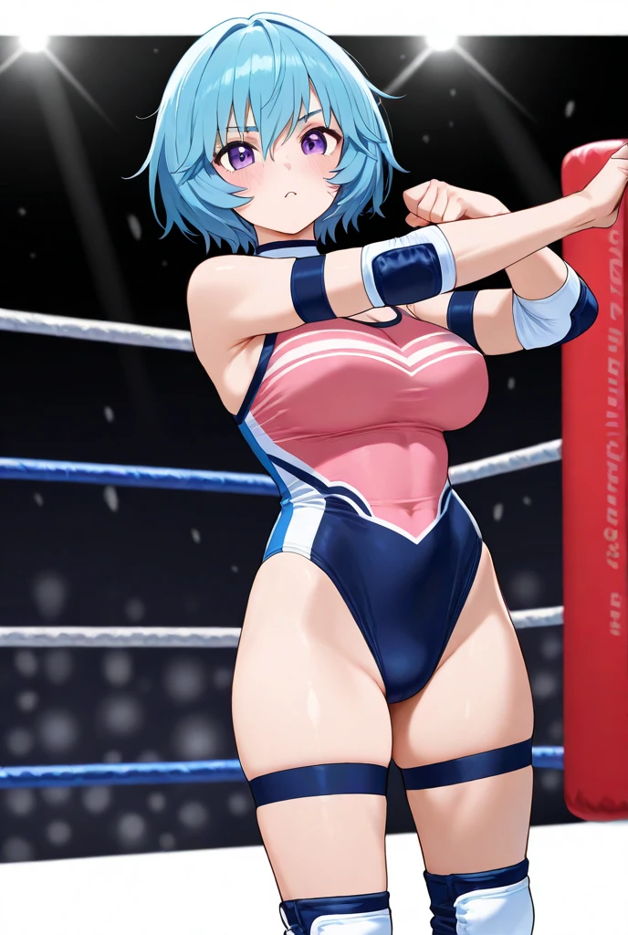 masterpiece, best quality, high quality, absurdres,
outdoors,
looking at viewer,
Miwa, (Micro-bikini), (Fighting sexy pose), (Wrestling ring), (Big tits),