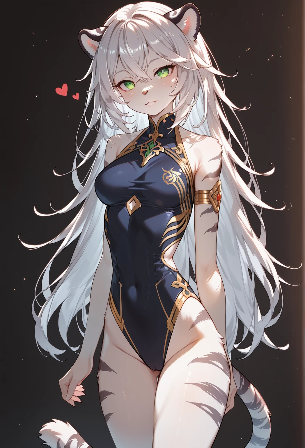 1girl, anime, cute girl, blank background, white background, fantasy, detailed fantasy dress with highlights, beautiful face, beautiful eyes, dark colors, black hair with multicolor streaks, red eye with different color pupil in eye, multicolor eye, medium breasts, slight cleavage, beautiful skin, cute, breast curtains, extremely delicate and beautiful, (beautiful detailed face:1.0), (detailed deep eyes), symmetrical breasts, deep eyes, shiny skin, portrait, slender waist, hips wider than shoulders, thighs, expressionless, young girl, luminous eyes, adorable,(Kpop idol),(aegyo sal:1),(Platinum blonde hair:1),((puffy eye)),Black panty,sexy posture,Superskirt, Ultra-high resolution,Black collar,slim figure, Abdominal y tattoo, womb tattoo,Tight-fitting leg ring,y tattoo on half-body,Bare skin, Armored hand,Hidden fingertips,Hand covered,Arm covered,Fist covered,{{beautiful detailed fingers}}, tufts of hair, moderate beautiful breast:1.0,(masterpiece:1.2), best quality, high-res, HDR, perfect face, intricate armor, delicate blue filigree, intricate filigree, red metalic parts, detailed part, dynamic pose, dynamic lights, cute face, neutral expression