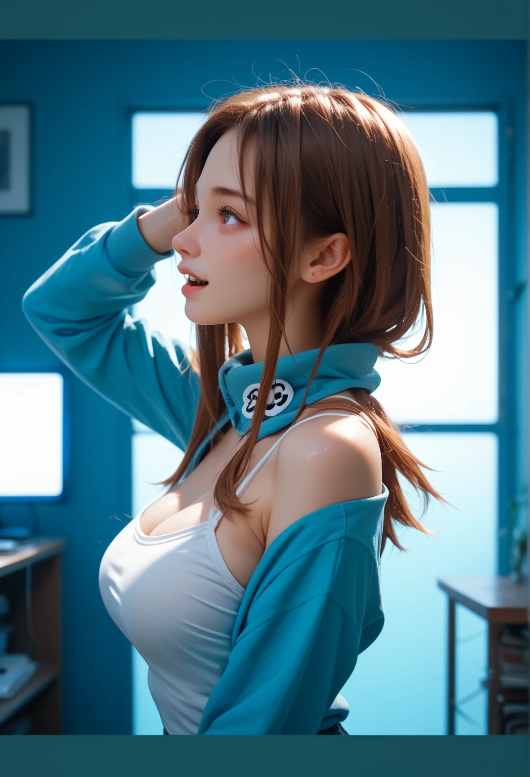 (insanely detailed, beautiful detailed face, masterpiece, best quality), ginger hair, ultra detailed beautiful eyes, red eyes, very long hair, blush, looking at viewer, big boobs, glowing eyes, freckles, (subway background), blushed, beautiful detailed glow, lots of glow, smilling, bubble personality, happy, extroverted personality, only face, focus on face, wearing a white oversized zip hoodie, focus on eyes, wearing light blue baseball cap, hyper-realistic, perfect hand, ginger hair, ponytail hair, upskirt perspective, wearing skirt, pov, solo, (masterpiece, extremely_detailed_CG, 8k_wallpaper:1.2 ) highlight, shadow, knee, from below, blushed, night, busty, big boobs, showing boobs, naked, unziped hoodie,