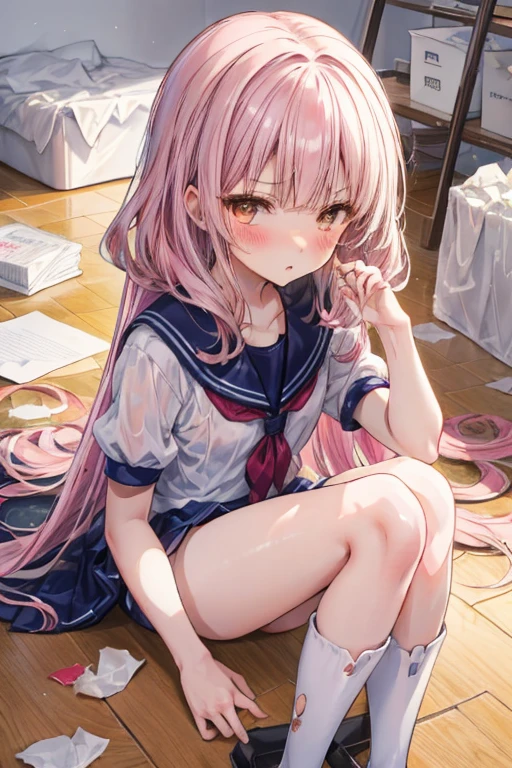 (Realistic, Photo Real:1.2), ((highest quality)), Shift the center of gravity backwards, Quite embarrassing, White panties, (Showing panties:1.4),Tight Skirt, (Super Skirt:1.3), (Please lift your skirt:1.3), (squat:1.4), Put your heels on the ground, Spread your legs a little, squat,Kneesup, Get your ass on the ground, black penny loafers, Beautiful facial details, Real human skin, Gentle expression, Front view, From belowのアングル, Realistic, Realistic, cute, Short skirt, Squatting on campus, cute school girl, Japanese school girl uniform, Sailor suit, whole body,(Displaying the viewer:1.2), from the front, From below, Perfect Face、Perfect Eyes, Thin legs, slender, Perfect panties、Embarrassed look、Thin thighs、Small Ass