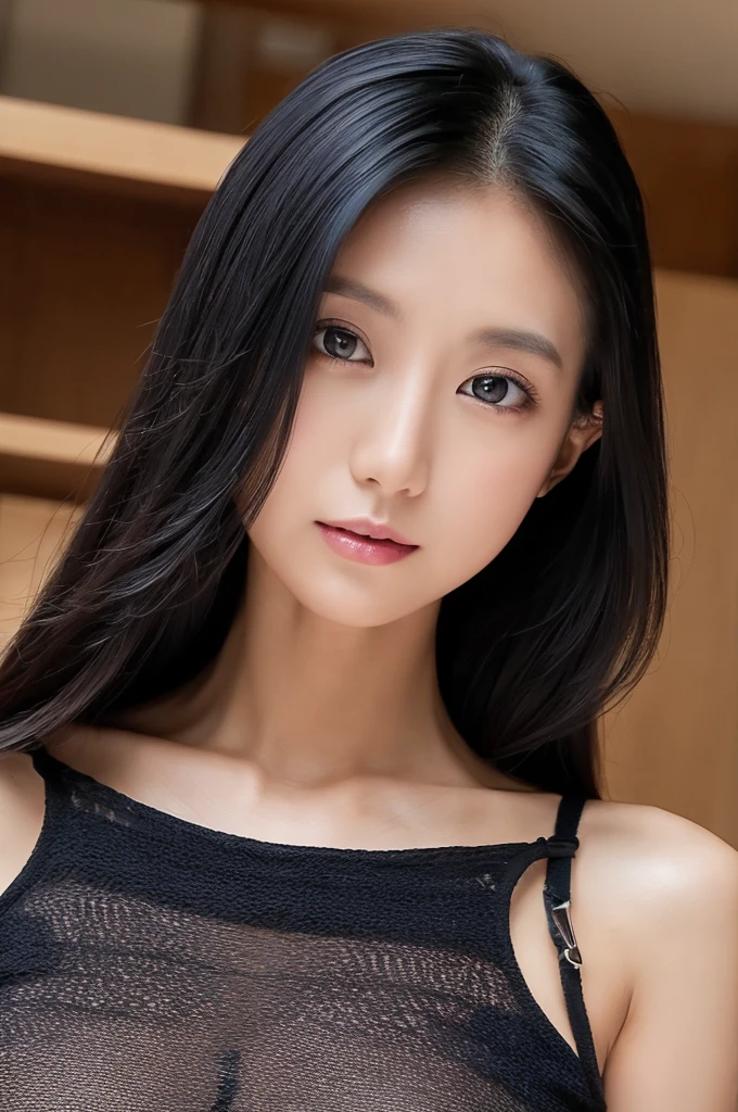((surreal、Super detailed image, maybe a photo.,Captures the details of the skin texture of an incredibly beautiful woman..))long straight black hair。