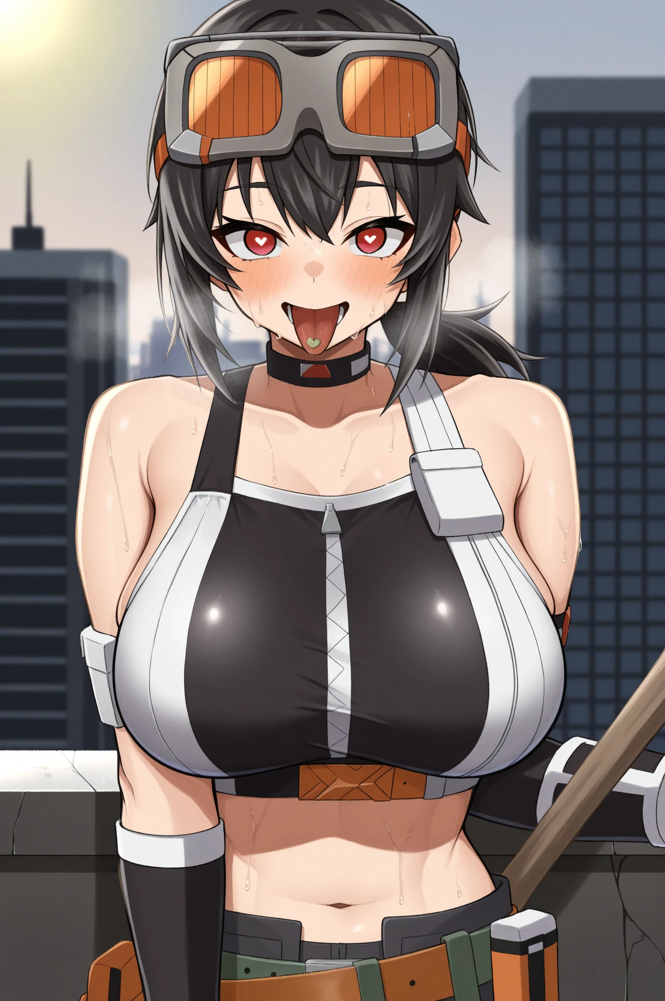 anime girl with horns and Big Breasts posing for a picture, tits, thick, tits proportions, tits cyberpunk, [ 4k digital art ]!!, the chest is covered, Big Breasts!!, Big Breasts!, Enchanting anime girl,　biomechanical tits, Big Breasts, Smooth anime CG art, Tifa, have large breasts