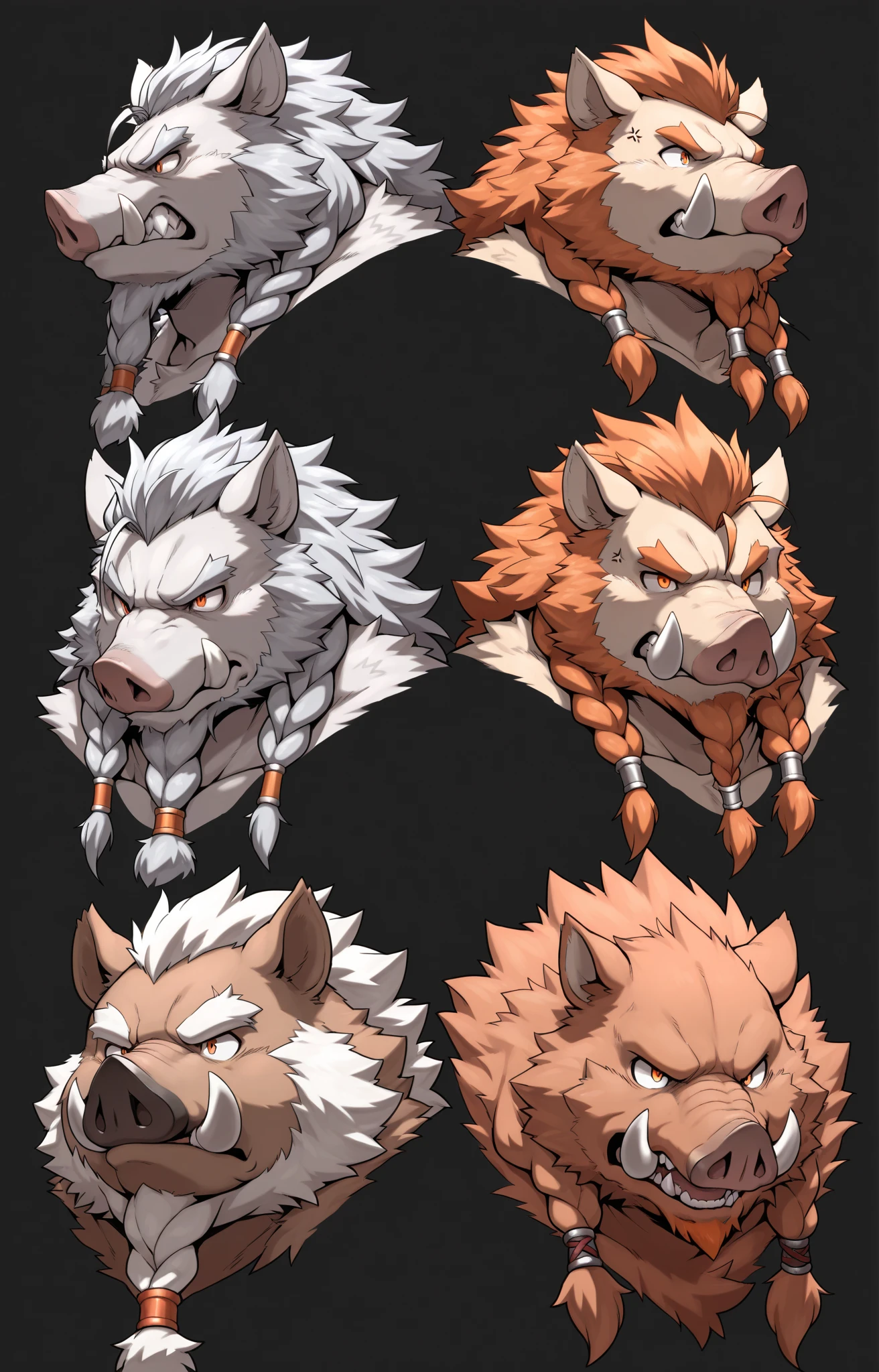 gray hair, gray long hair, ((yellow eyes)), eye patch, (((muscular))), big breasts, happy, (tanned skin), ((black clothes)), sexy, Ghislaine Dedoldia of Mushoku Tensei, fur-trimmed jacket, green pants, open fly, open belt, bikini top only, red choker, cat ears