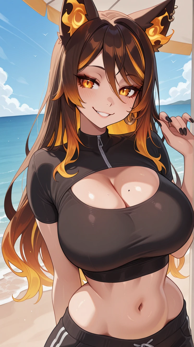 (ultra closeup) (giving paizuri titjob to a yellow banana cob)) ((black bikini dress)), busty high school gal, busty babe in bikini, fully clothed, no nudity, bandaids on nipples, huge tits, no aerole, clothed cowgirl, extremely large tits, (masterpiece, best quality:1.2), (giving birth 1:1) extremely detailed, lifting up legs pose, giving birth, ((trembling climax)), huge udders, cow print tattoo