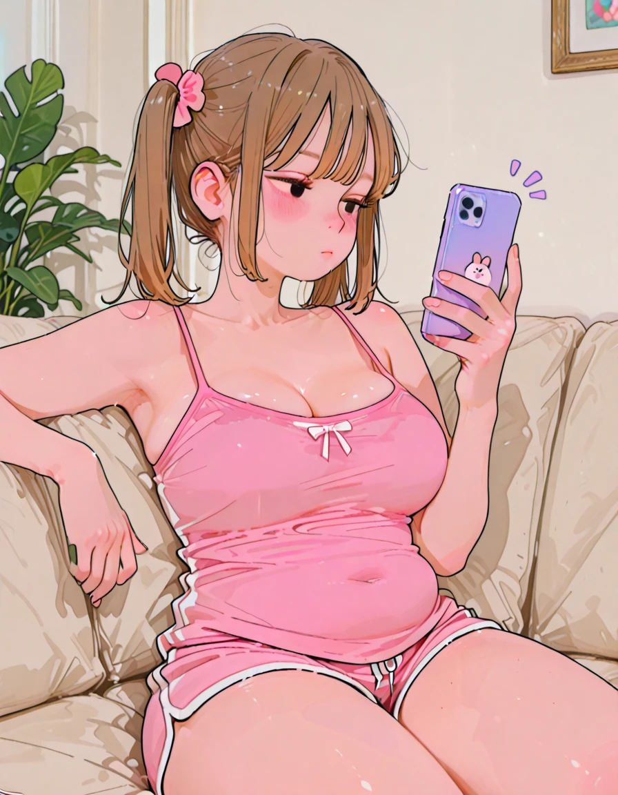 Arafed woman with matching tank top and panties, fille Sexy aux yeux bruns, Portrait de Sophie Mudd, cheveux bruns et grands yeux, selfie d'une jeune femme, Yeux de chambre, Violette Myers, sans maquillage, Maquillage naturel, Regarder directement la caméra, Visage avec Artgram, Maquillage subtil, Great photo of the whole body kneeling on the bed, dans la chambre, Medium to large bust, Sexy ; ;pas avec grain de beauté