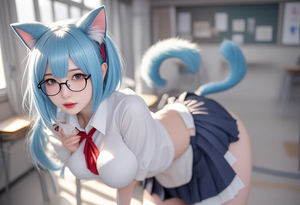 there is a woman with a cat ears and a blue bow, anime girl cosplay, anime girl with cat ears, white fox ears, anime cosplay, fluffy fox ears, very beautiful cute catgirl, very beautiful anime cat girl, holo is a wolf girl, beautiful anime catgirl, anime girl in real life, attractive cat girl, white - haired fox