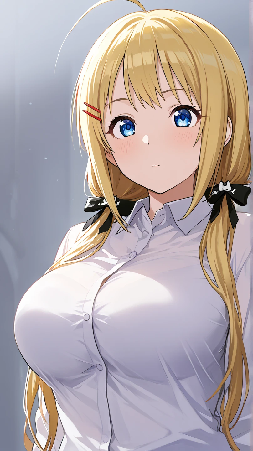 (lactation through clothes:1.1),nipples standing,(nipples peek:1.4,(Highest quality:1.8), Big Tits, (((Nipples are visible:1.5))),1 female,High resolution,High resolution,Ultra-realistic,8k, blonde,European,sexy,Upper body close-up,Photographed from the front,Dynamic Angle,private teacher,Dress shirt,Slightly sheer underwear,sexyな下着
