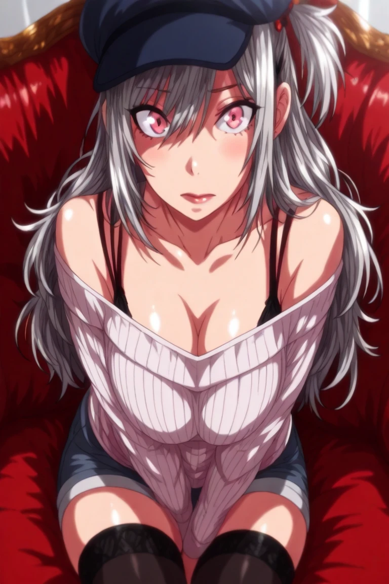 satan \(umineko\), 1girl, red eyes, ((curly hair)), white hair, ((umineko no naku koro ni)), ((Tight leotard)), ((sexy pose)), ((Wrestling ring)), (Big tits), (Wide hips)