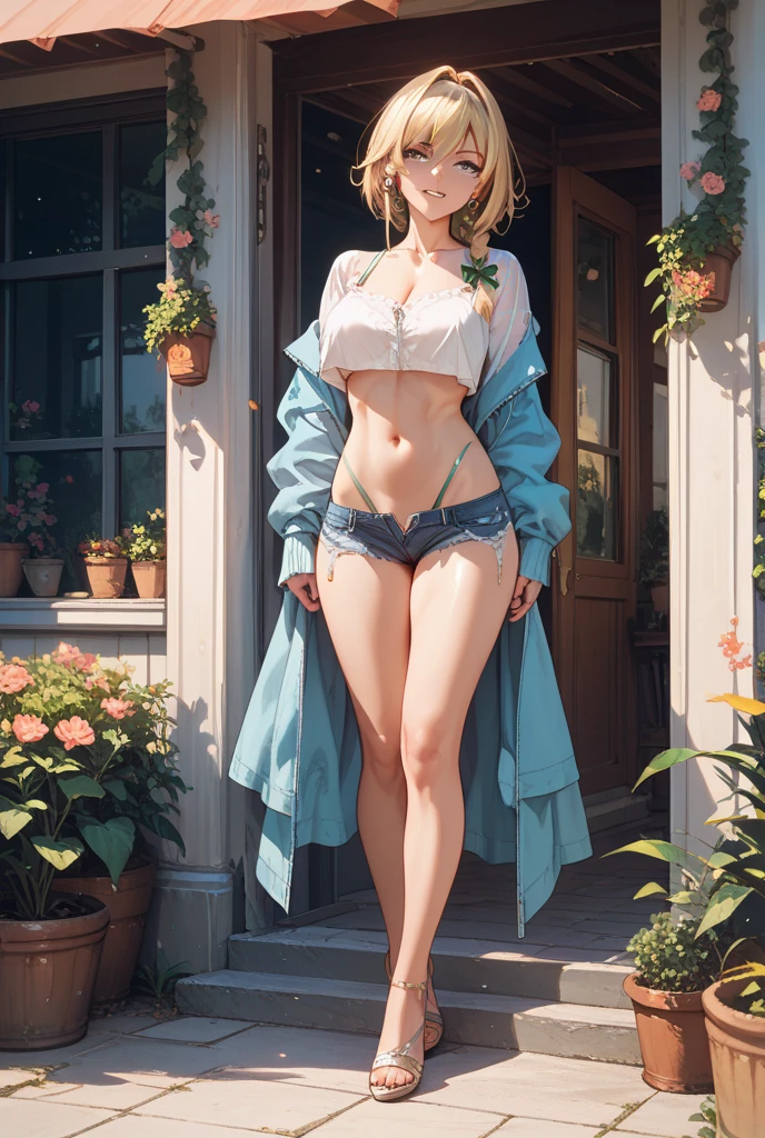"ficha de personagem, frente de corpo inteiro, white and pink micro string bikini, gym tops, corpo magro perfeito, detalhes intrincados, high waist bikini with high details)), the center of this full-length portrait with the iconic Black Panther mask. She is seen amidst her high-tech surroundings, adornado na arte da tatuagem preta, piercing no umbigo.The image is made to be a mix of digital illustration and anime, presenting a level of detail that brings the character and the scene to life. Boba Fett's anatomy is athletic, capturing the essence of freedom and soul. Inspirado por Masamune Shirow, The illustration features sharp focus, smooth transitions and an underlying watercolor aesthetic. atmosfera ciberpunk.", 35mm, medium shot, studio lighting, altamente detalhado, octane rendering
