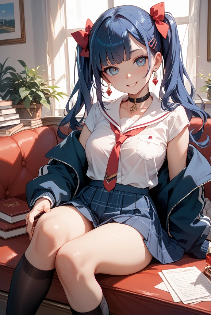 spread legs, lying,
masterpiece, best quality, high quality, highres, outdoors, day, upper body, looking at viewer, solo, focused, BREAK,
FAP_BibleBlack_JunkoMochida_ownwaifu, bible_black,
1girl, long hair, blue hair, hairband, breasts, large breasts, blue eyes, rimless eyewear, very long hair,
skirt, thighhighs, long sleeves, school uniform, necktie, glasses, zettai ryouiki, red necktie, suspenders, red skirt, pleated skirt, black_vest, vest,
<lora:FAP_BibleBlack_JunkoMochida_ownwaifu:0.65>