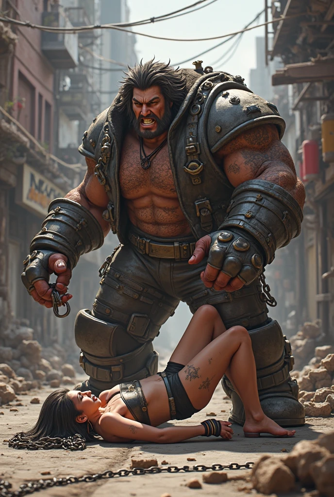 1 boy 1 girl, ????? couple, curvy hourglass woman with swooping breasts and hairy pussy, A muscular bald man, legs wide apart, fucking in doggystyle, on all fours, with a thick long ????? penis, wearing a cyberpunk metal strapless thong, in a futuristic cyberpunk background, high quality, cinematic lighting, photorealistic, extremely detailed, hyper-realistic, award-winning artwork,strong legs, ((soaking wet)), magnificent, posh, (dreds:0.9), high fantasy, portrait, perfect rendered face, perfect face details, grim, medium shot,realistic face, photo realistic, analog style, bf, masterpiece, best quality, ((intricate detail)), highres, ((drawn)), cinematic lighting, (((realism))) by Richard Corben, by Miles Aldridge, by John Atkinson Grimshaw, art by artgerm and rutkowski and alphonse mucha, cgsociety
