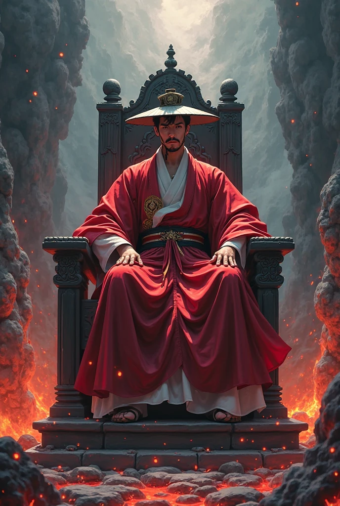 Masterpiece, Ultra-Detailed portrait, detailed illustration, high quality, high resolution 16k man in a crown sits on a throne with a sword, the great stokor king, lord of hell on the throne, The Medieval Old King, King Richard the Lionheart, the king of death, The King of Hell, Richard IV king of Rome, Sitting on the Iron Throne, Anato Finnstark!!, Robert De Niro as Medieval Joker, Jaime Lannister, cloud,colorful, ink