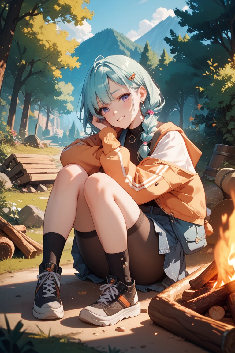 ((masterpiece)), (top quality), (best quality), ((ultra-detailed, 8k quality)), Aesthetics, Cinematic lighting, soft semi-backlit light, (detailed line art), absurdres, (best composition), (high-resolution),
BREAK,
a beautiful adult cyberpunk elf girl, (barefoot), black harajuku fashion, wearing techwear, wearing cyberpunk streetwear, techwear, cyberpunk techwear streetwear look and clothes, we can see them from feet to head, highly detailed and intricate, cyberpunk style, ((sitting, leaning against a tree)), singing, (((with a forest in the background))), (one arm behind Head), Breeze, anime illustration,  pastel colors, kawaii, cute colors, smooth,
BREAK,
highly detailed of (elf), (1girl), solo, perfect face, details eye, ahoge,  (braided bangs:1.3), ((long hair:1.2)), [[Messy hair]], blonde white shining hair,  blue eyes, shining eyes, (beautiful detailed eyelashes, eyeshadow, pink eyeshadow), open_mouth, design art by Mikimoto Haruhiko, by Kawacy, By Yoshitaka Amano,
BREAK, 
((perfect anatomy)), perfect body, Abs, medium breast, perfect hands, perfect face, beautiful face, beautiful eyes, perfect eyes, (perfect fingers, deatailed fingers), correct anatomy, perfect legs,