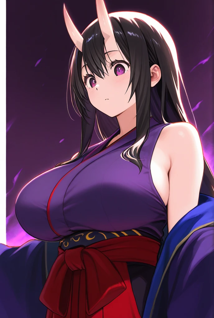 (best quality:1.5, highres, UHD, 4K, detailed lighting, shaders), ponytail, busty, off shoulder kimono, cleavage, standing, (close shot), night background, smiling, lewd, sexy, erotic, seductive
