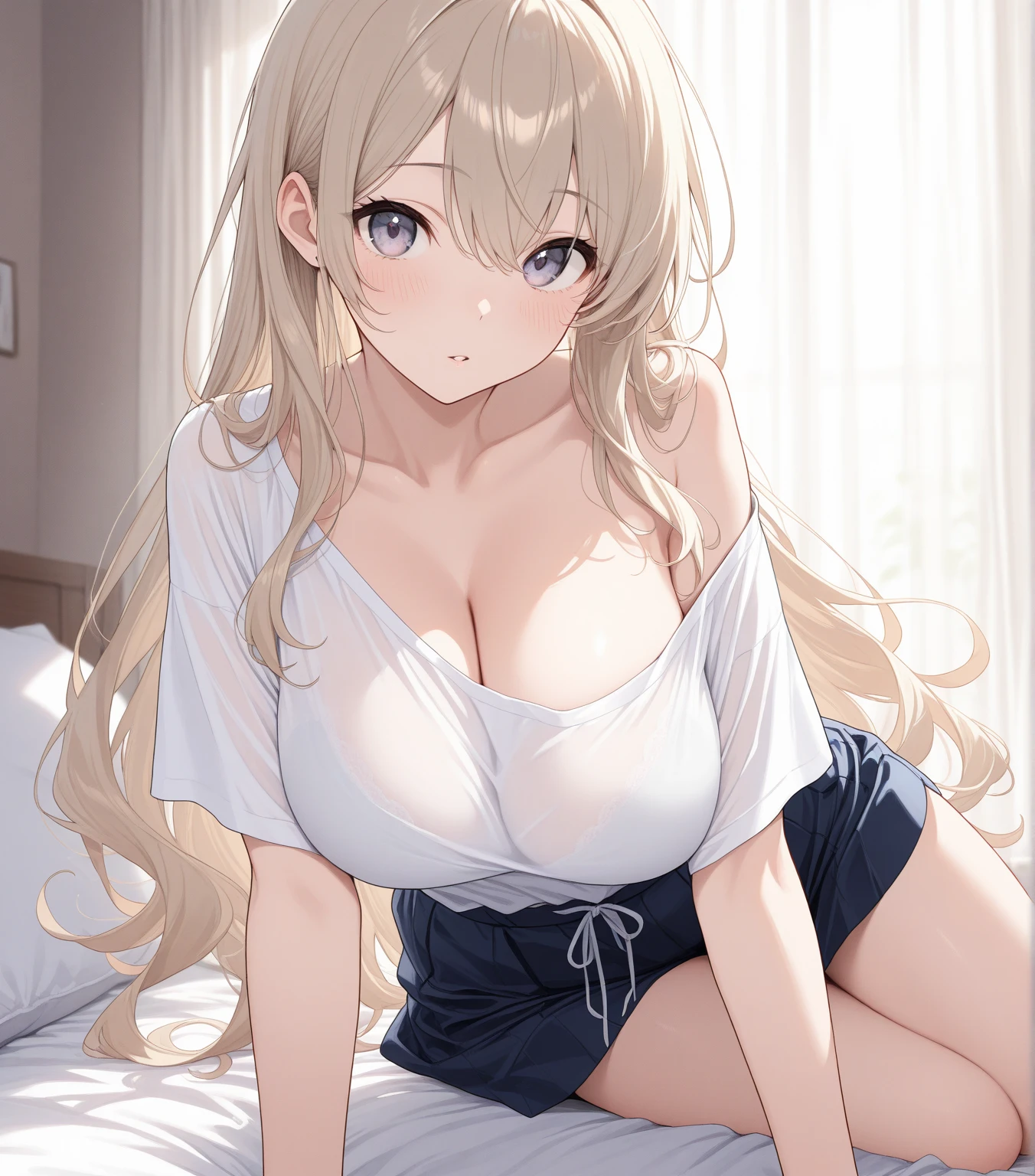 Cute skinny beautiful girl、、Big Breasts、(Disgust, shame, surprise, blush:1.3)、Beautiful Eyes、Brown skin、Braid、upright、Lift up your skirt、Constraints