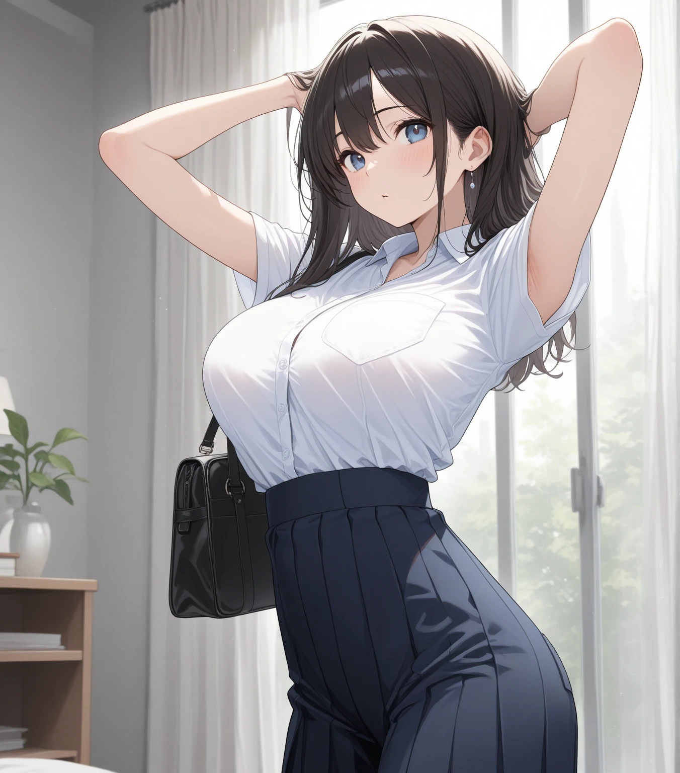 masterpiece、Highest quality、Ultra high definition、Exquisitely designed costumes、Bra sheer、White cropped t-shirt