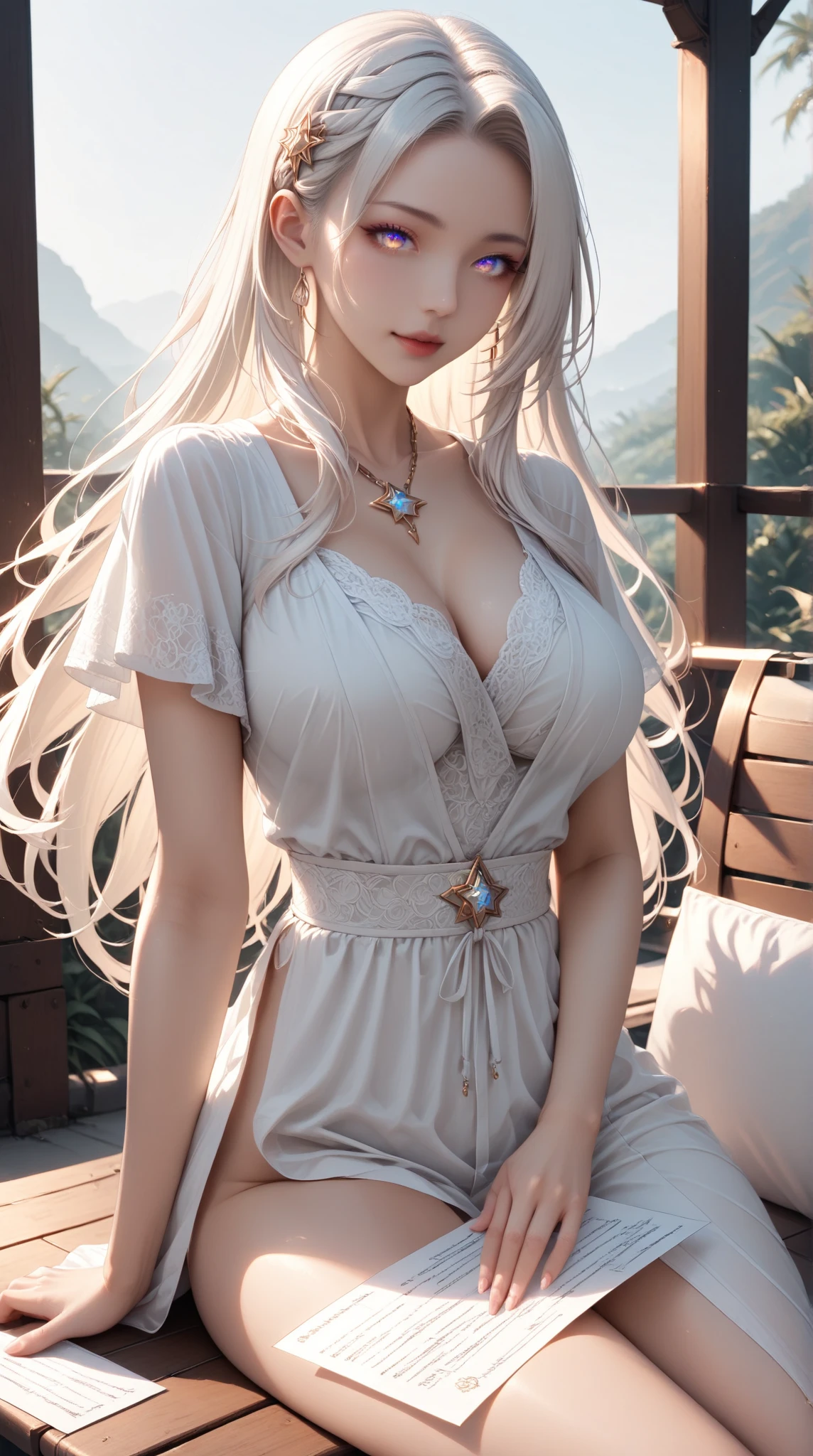 A beautiful elf girl wearing a tattered wedding dress ,White hair, Bare large breasts,Colorful mage robes,Rope bondage, Blue pupils,Blue eyes,Naked, garden with colorful flowers, Unity 8k wallpaper, Ultra detailed, Beautiful and aesthetic, Masterpiece, Best quality, ecstasy of flower, 1girll, Extremely detailed, Dynamic Angle, cow boy shot, elegant, Fauvistdesign, vivd colour, romanticism lain, world of warcraft,