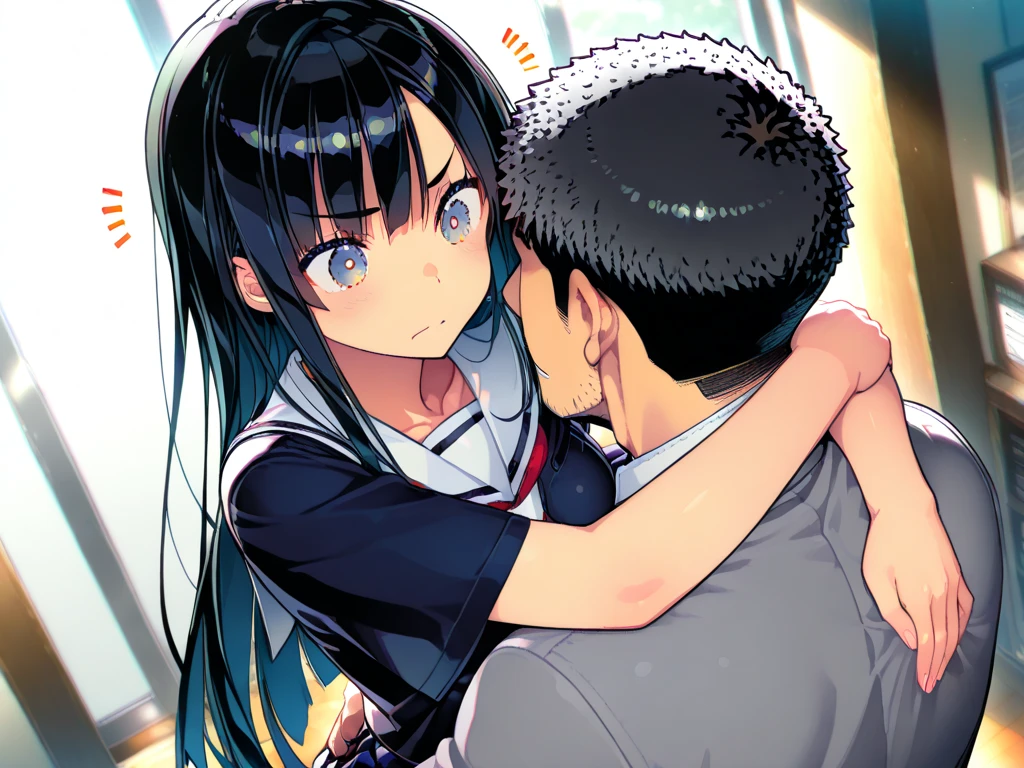 Score_9, score_8_up, score_7_up, source_anime, venti, fellatio, 2boys, dark skinned male, solo focus, ikuchan, big penis, cock worship, choking