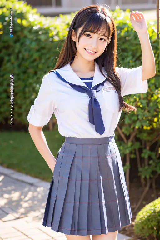 cute japanese girl (18-year-old) Wearing high school uniform and gray miniskirt and holding Valentine chocolates