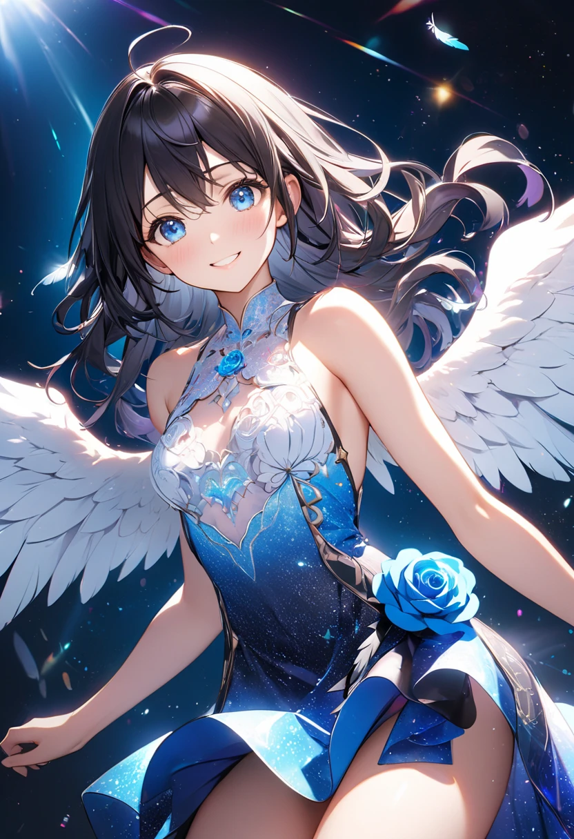 (Obra de arte), melhor qualidade, olhos expressivos, rosto perfeito, (fechar-se), (Corpo perfeito), (totalmente vestido), (Rostos detalhados), (Angel Illumination), (Armadura do anjo preto), (Lightning Swords), (sfw), (grande afro), (Afro Lightning), (armadura reveladora), (olhos brilhantes), (mulato), (tom de pele bronzeado escuro), (electric wings), Black Lips, Sombra escura, (detalhe extra), (asas de anjo negro), (tatuagens brilhantes), (seios enormes), (labios grandes), (olhos roxos), (rosto bonito), delgado, (beautiful hands)