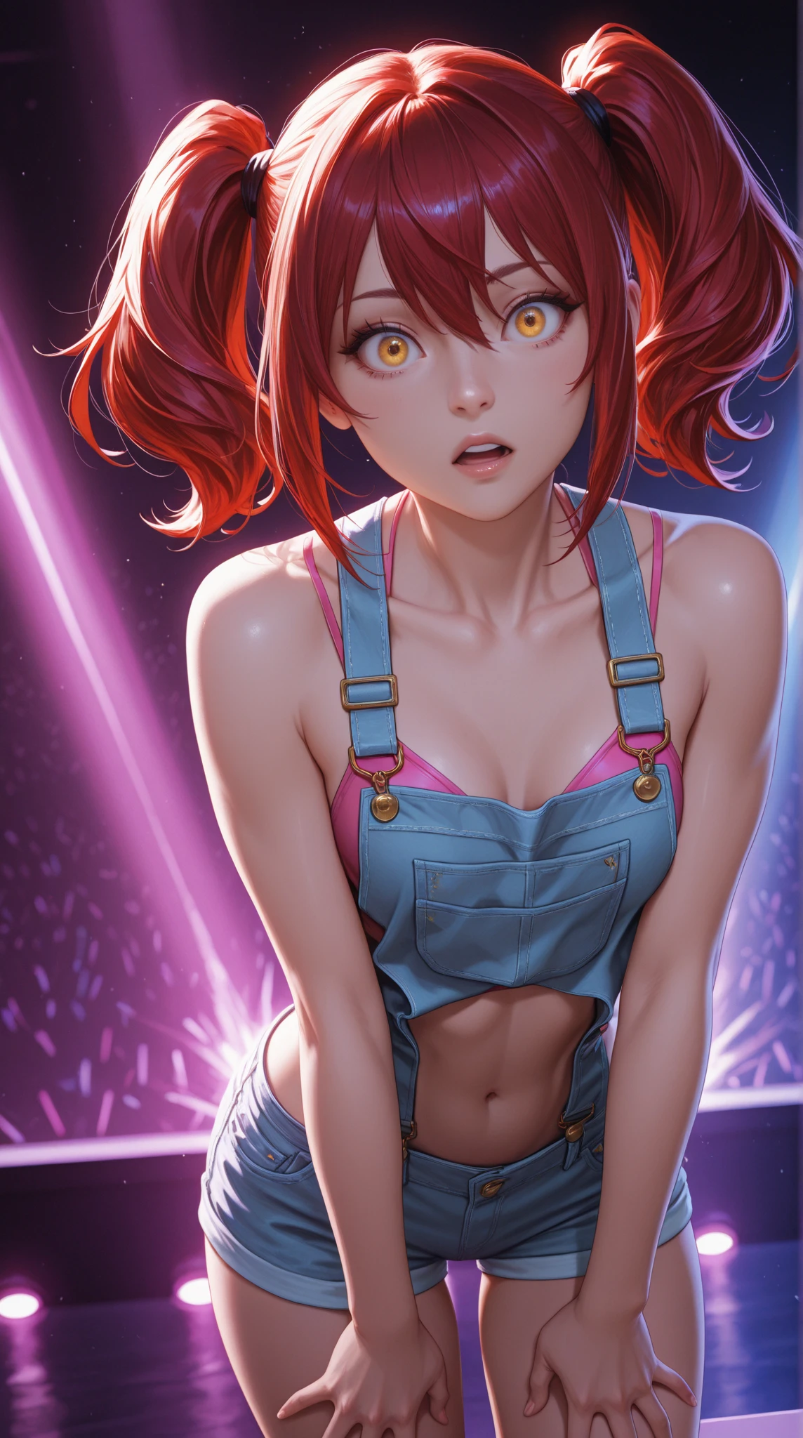 ((redhead ahri)). ((8k resolution)). ((ultra realistic by Jeremy Mann and Rembrandt)). ((natural lighting)). ((volumetric lighting by Marton Bobzert)). ((super wide angle)). high detail. sharp focus. ((photorealistic by Ed Blinkey)). messy hair bun. makeup. ((small)). oiled skin. tanned skin. (waist chain). cowboy_pose. nude. choker. ((clever smirk)). fishnets. ((oak_forest)). ((running)). ((perfect nipples, perfect_flat_chest))
