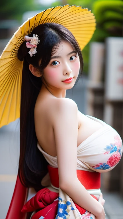 masterpiece, high quality, very high resolution, large filesize ,1woman,beautiful woman,huge chest,kindly smile,beige color summer sweater,autumn town,sushi master woman,japanese sushi eating,geisya woman,black hair,braid ponytail,ahoge, huge belly, massive belly, enormous belly, abnormally large belly