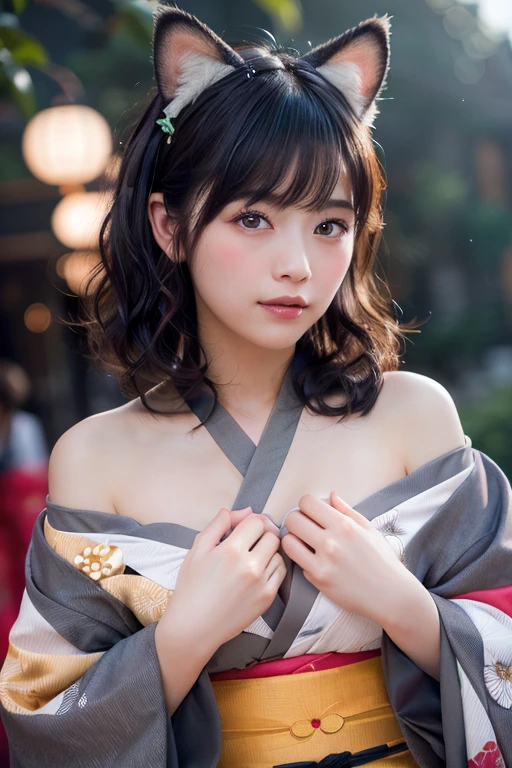 "1girl,photo of realyami, pink hair, (short hair:0.550),best quality, earrings,(black kimono:1.4),torii, cherry blossoms, (detailed face:1.4), (looking at viewer:1.25), shiny skin, smile, simple background,((half body:1))
<lora:realyami_v1.5.1-000003:0.850>