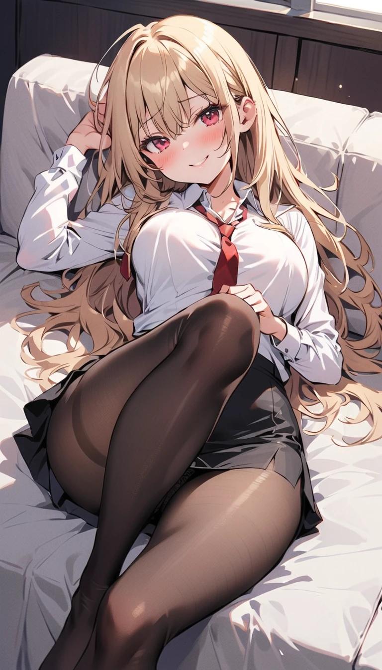 Girl seen from the floor, You can wear skirts and shorts, View from below, Long stockings or pantyhose, medium breasts, ((Very detailed)), (Perfectly detailed face), (Highly detailed hands), Photorealistic images.、Not wearing panties、、NSFW、Oily skin、Love Juice