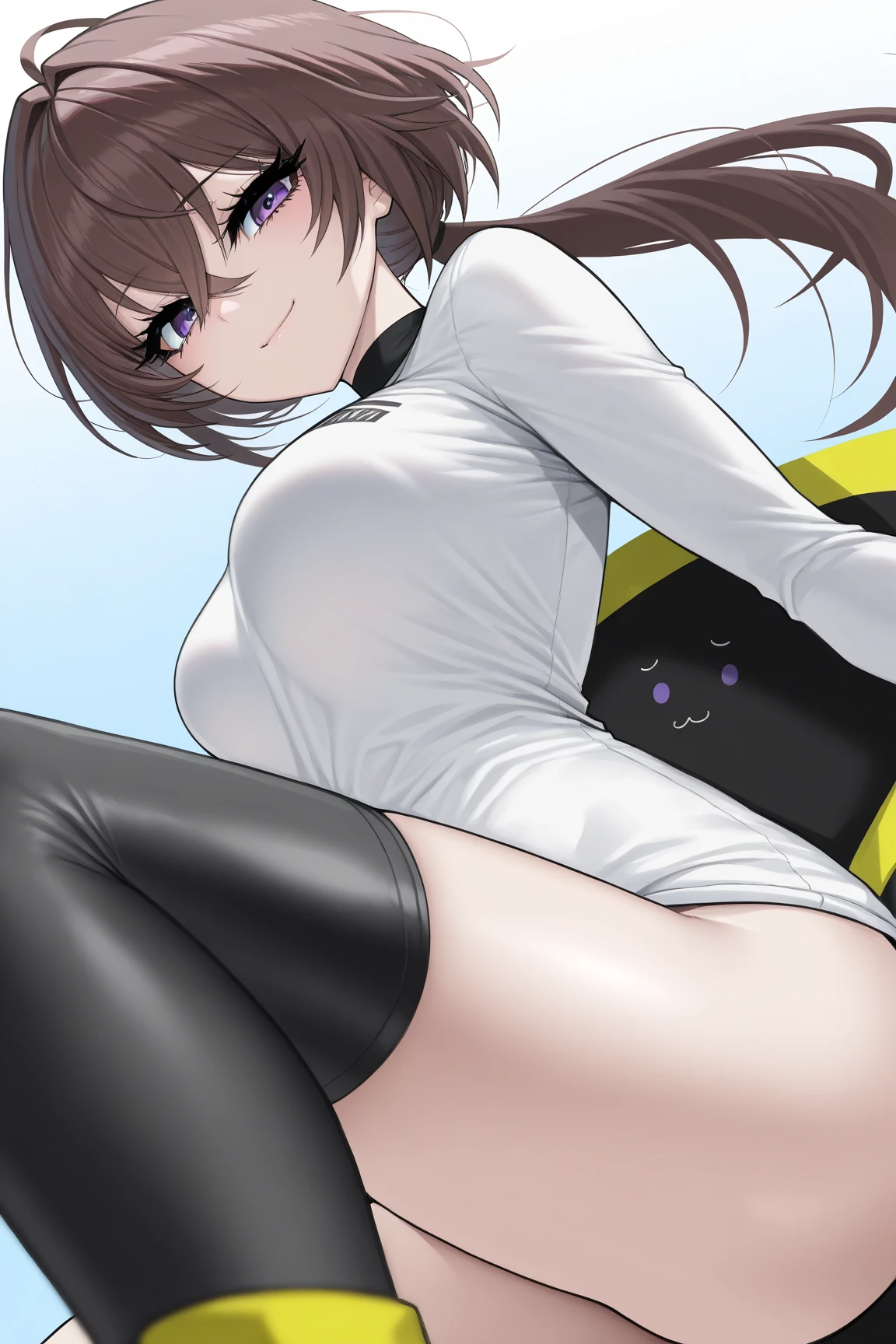 master piece,best quality,highres,original,dutch angle,misaki kyoko,1girl,solo,(playboy bunny leotard:1.4),short hair,sitting,sunlight,in summer,(midday:1.5),(sunny:1.5),(Blue sky:1.2),in summer,(cloud),blush,Light smile,from below,extremely detailed CG unity 8k wallpaper,lens 135mm,masterpiece, best quality,naughty face,((hidden hands)),arms behind back, ((ocean)),beach,solo,looking at viewer,bodystocking,