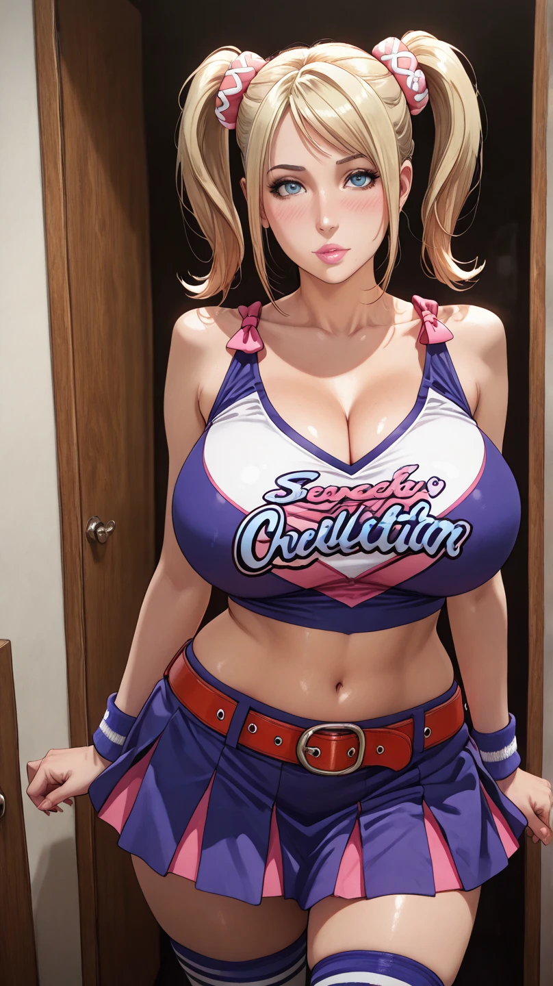 Honoka,  bracelet，ring, university student，Pink Hair，Huge breasts，Cleavage，Low-cut，miniskirt，pantyhose，cute，necklace，earrings，physical education馆，sports，shy，Red lips，Gymnastics服，Coverall，Gymnastics，physical education，Bodybuilding，Tight Fit
