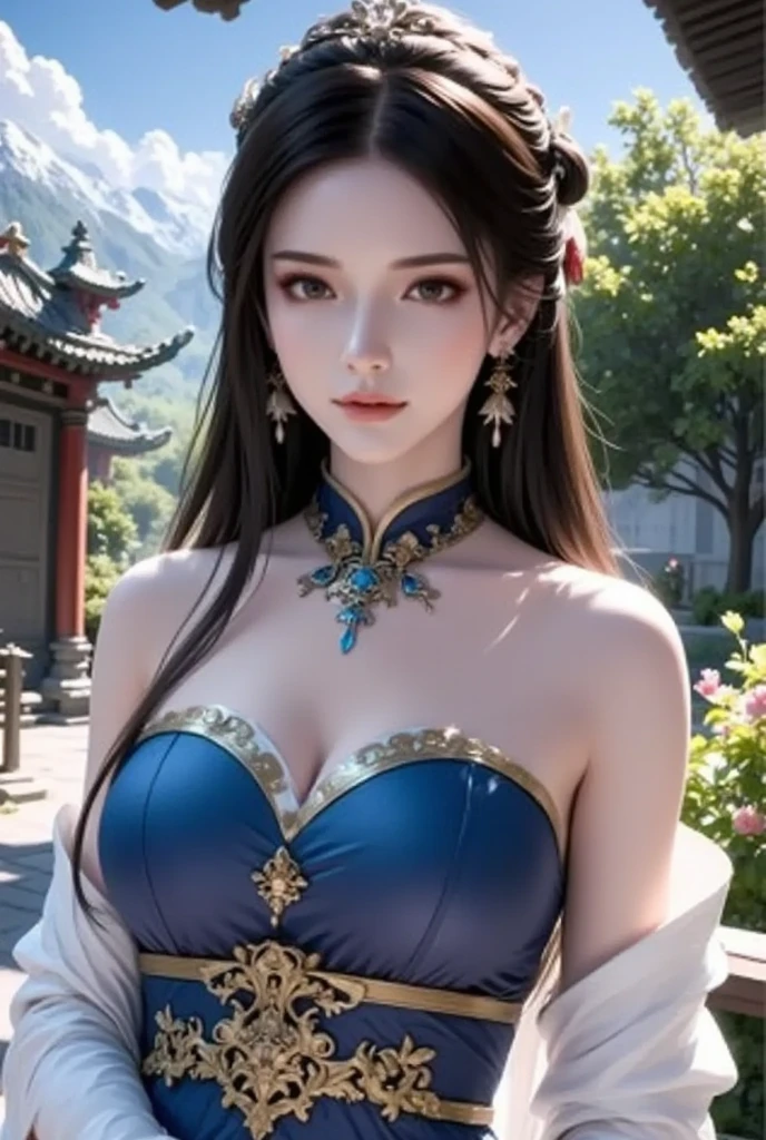 a close up of a woman in a blue dress with long hair, fairy cgsociety, ((a beautiful fantasy empress)), a beautiful fantasy empress, fantasy art style, fantasy style art, beautiful detailed fantasy, beautiful fantasy art, beautiful and elegant elf queen, detailed fantasy art, by Yang J, digital fantasy art ), very beautiful fantasy art, 🌺 cgsociety