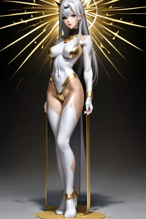 (masterpiece, best quality, semi-realistic, ultra-high resolution) A beautiful Eurasian 22 years old mech-girl, glossy and shinny skins, in a glittering steampunk suit, Hajime Sorayama art style, with a blush face, Vintage style, vintage cinematic lighting, showa era, 80's japan