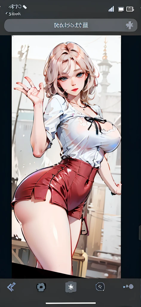 (masterpiece:1.2), (Military uniform magazine cover:1.4),best quality,PIXIV,Sweet girl , sexy posture,1girl, (perky chest:1.2), rolling upskirt by wind:1.6, (with sparkling eyes and a contagious smile),open mouth, (pointed chest:1.2),fishnets, black hair, boots, long hair, black nails, skirt, shirt, black footwear, bag, black skirt, jewelry, jacket, thigh strap, bangs, necktie, earrings, nail polish, multicolored hair, looking at viewer, full body, bottle, own hands together, belt, jacket on shoulders, food, cats on head, ring, choker, english text, collared shirt, blue eyes, hat, lace-up boots ,masterpiece、highest quality、Very detailed、An illustration、Beautiful fine details、One Girl、cute、Detailed landscape、Training Room Background:1.4、Platinum Blonde Hair、Braided Ponytail、Red camisole、((c cup breasts, Tank top showing underboob:1.4))
