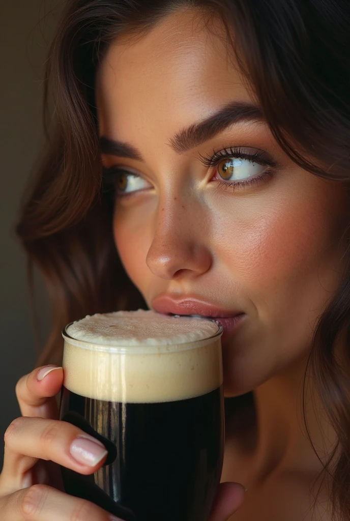 Ariana Grande, face cum facial, drinking cum from a beer glass bottle, full body view