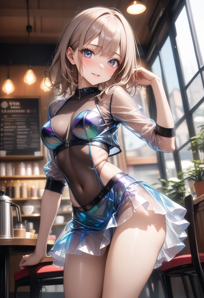 (long, straight blonde hair)(silver hair blue eyes)With a girl、beautifully、Thin、flat、expensive、((Wearing a sheer white dress))、One has long hair、woman、((White Sheer Blouse、Black mini skirt))、Underwear wedges、Sexy pose、The lower body is thin、Back view、Look at the window、1つ突き出す's buttocks、On all fours、Turn your ass towards me、(Very detailed CG Unity 8k wallpaper), (Very detailed), masterpiece, Highest quality, Lucy (cyber punk), 20 year old girl,((Slender body:1.5)),((small breasts:1.5),alone,(pole dancing),dancer,((pole dancer)),Dancing on stage,Dancing on the stage,stripper,A dancer whose body is entangled with a pole in pole dancing,Bodysuits, Small breasts, cyber punk city, Multicolored Hair, short hair, View your viewers, Medium chest, black Bodysuits, Grey Eyes, Hip vents, ((Spread your legs wide)),Clothing cutouts, Thigh Gap, Covered navel, White jacket, Exposing shoulders, Short shorts, sofa,(pole dancing),pole dancer,Provocative、