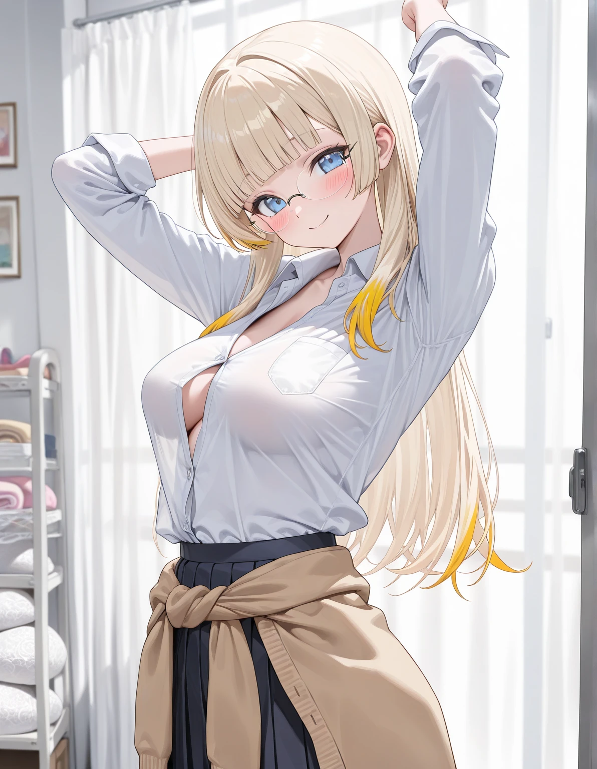 (Real: 1.4), (Masterpiece, Sidelights, Fine Beautiful Eyes: 1.2), Masterpiece*Portrait、、、、, Realistic, 3D Face, Glistening Eyes, Glossy Hair, Skin Falling Out, Solo、、、、, Embarrassing, (Epigastric), White Underwear, Blonde Hair, (Princess)