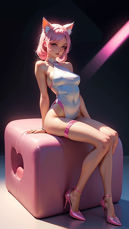 stiletto heels、pink maid bikini、butt、the most beautiful woman in the universe、spread legs、Immediately before sexual intercourse