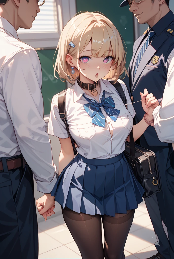 masutepiece, Best Quality,Illustration, Wallpaper, ultra -detail, Little Face Lori、(((molesting)))、Detailed eyes, Complex hairstyle、Sareme、((fear:1.5))、(Teary-eyed:1.5)、(((Cute underwear)))、(Blouse、skirt by the)、ample breasts、((Morester))、((Girl being taken off her skirt by a man))