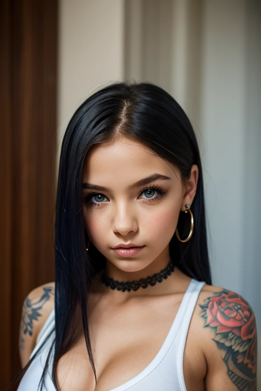 Beautiful female cosmic entity, glowing blue hair, nude, naked, hourglass body, glowing orange eyes, dark blue skin, white freckleasturbating, squirting, long hair, long legs
