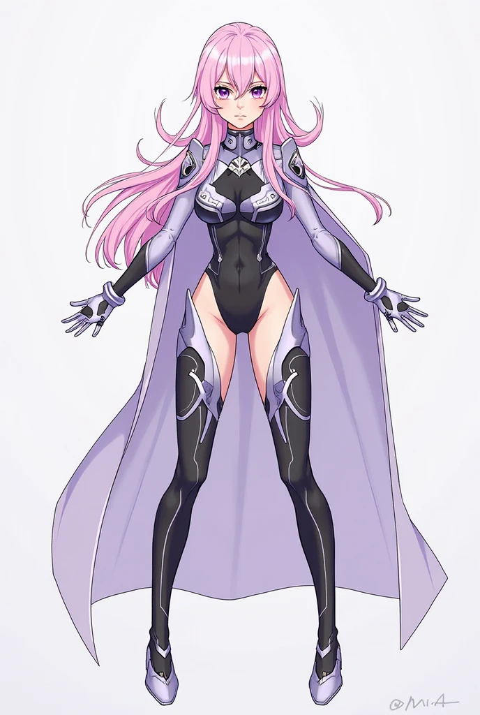 fullbody side and back views, three views of cartoon anime image, clean background, screenshot of my hero academia, girl, 1, long white hair with, purple eyes, long lashes, wear hero costume, LIGHT PURPLE, HERO COSTUME FROM MY HERO ACADEMIA, screen cap of anime boku no hero academia, character design sheet, SCREENSHOT from MY HERO ACADEMIA