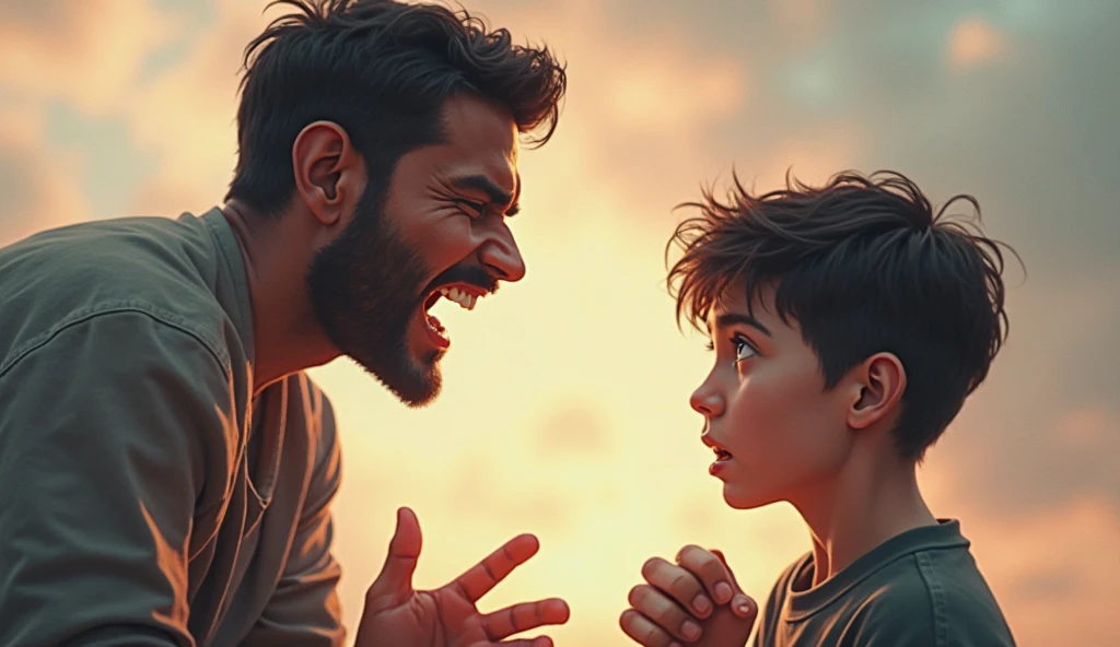 Prompt: Ali looks at the kite with wide, greedy eyes. He stretches out his hand towards Hassan, demanding the kite, with an intense expression on his face.