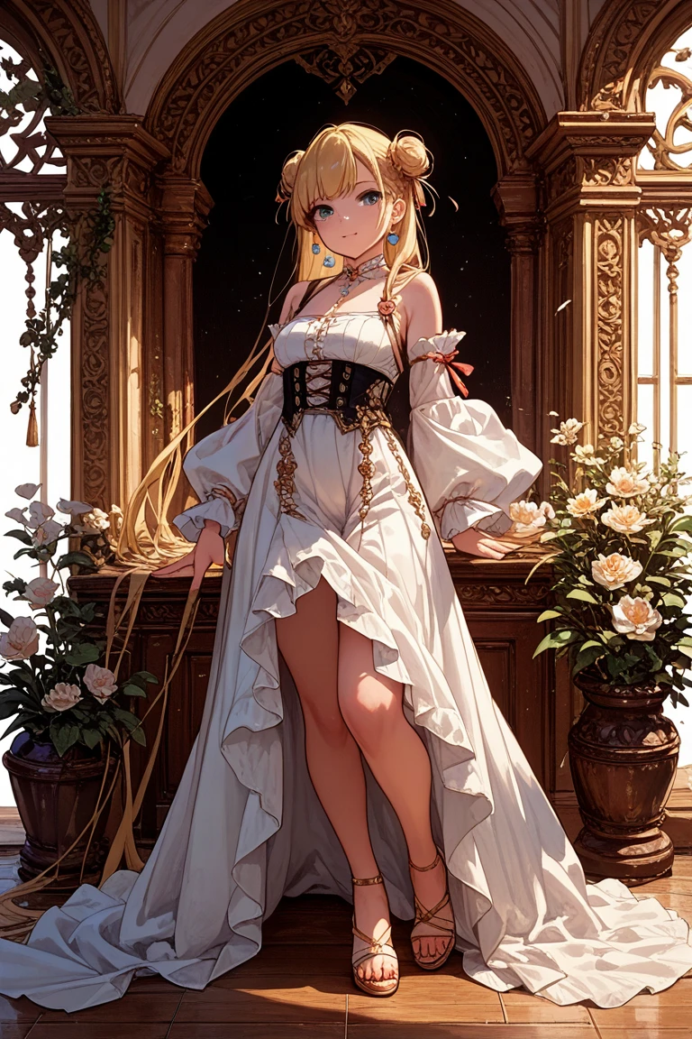(masterpiece, top quality, best quality, official art, beautiful and aesthetic:1.2), wavy hair, peach blossom, peach tree garden, pink petals, girl, feminine, china dress, mini skirt, frills, navel, cowboy shot, hair ornaments, official art, dynamic fuzziness, intricate light, colorful, hdr, beautiful detailed hair, beautiful detailed eyes, kky, full body:1.3, nsfw: perfect anatomy, show ass