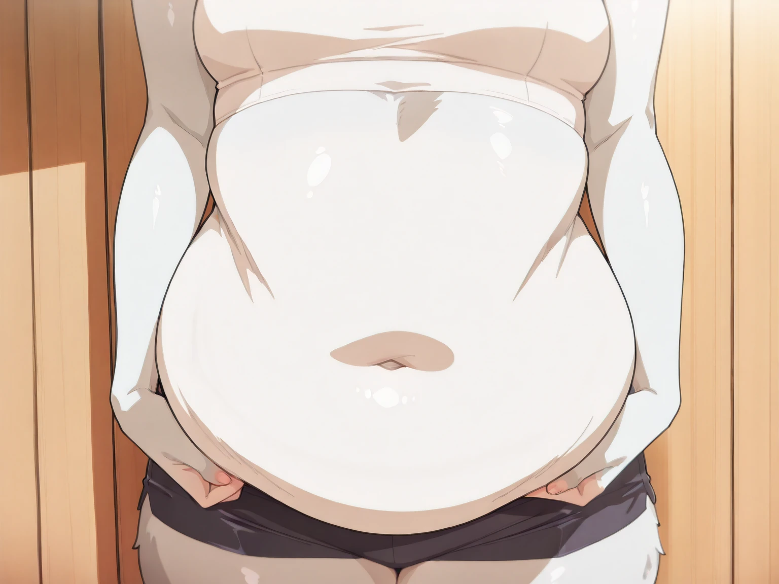 masterpiece, high quality, 8k, Beautiful lighting,sunny day, 1 girl, alone, Miyako Shikimori, ,((White tank top)),,(Underboob), Sweat,（（（Lower body naked）））,(White panties）,（（（）））, ((Belly details)),(slender thighs), Detailed navel, blush,Legs closed, Medium chest,,Lie on the classroom floor,（（（）））