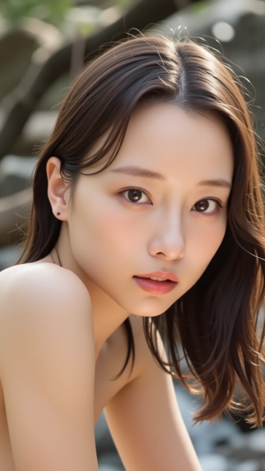 NSFW,((Best Quality, 8k, Masterpiece:1.3))),1 girls, selfie:1.3, (Layer Cut, Big breasts:1.3),Beautiful Woman with Perfect Figure: 1.4, Slender Abs:1.2, Highly Detailed Face and Skin Texture, Detailed Eyes, Double Eyelids, long Hair, bukkake, susu, nice legs, sit down, outdoor,
