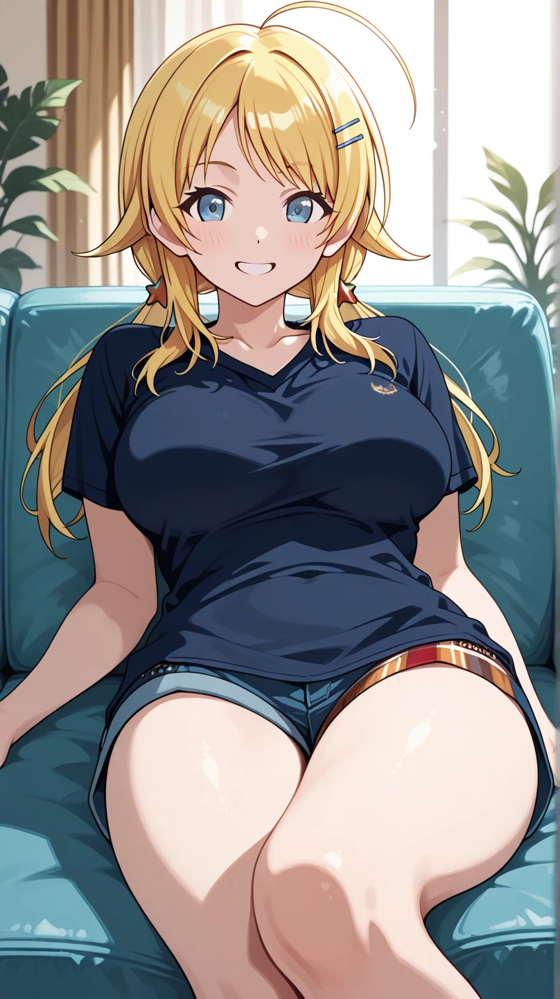 masterpiece, Highest quality, 1 girl, alone, Large Breasts, Black Chinese Dress, Dark blue eyes, amount, Golden Hair, Ahoge, Panicked, (Showing panties:1.2), Sitting, Spread your legs, (Beijing:1.2)