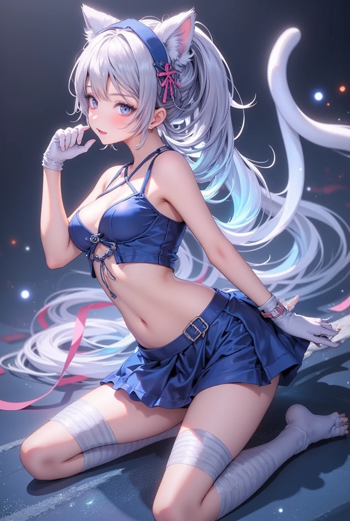 (Super detailed、Ultra-high resolution、Detailed Background)、((Flat Color))、((colorful))、((浮かぶcolorfulな水))、A maid cafe employee、Body paint on the whole body、Pop tattoo on the butt、Big Breasts、Sexy Random Pose、Angle seen from behind、
(Medium Hair、Vermilion blue silver hair、hair ornaments)、Beautiful blue eyes、Beautiful red lip、(White Micro Mini Dress、choker)、TWICE's Tzuyu' on pause、(fun、smile、A rich expression)、Butt、
I can see her white panties、Tiny Panties
